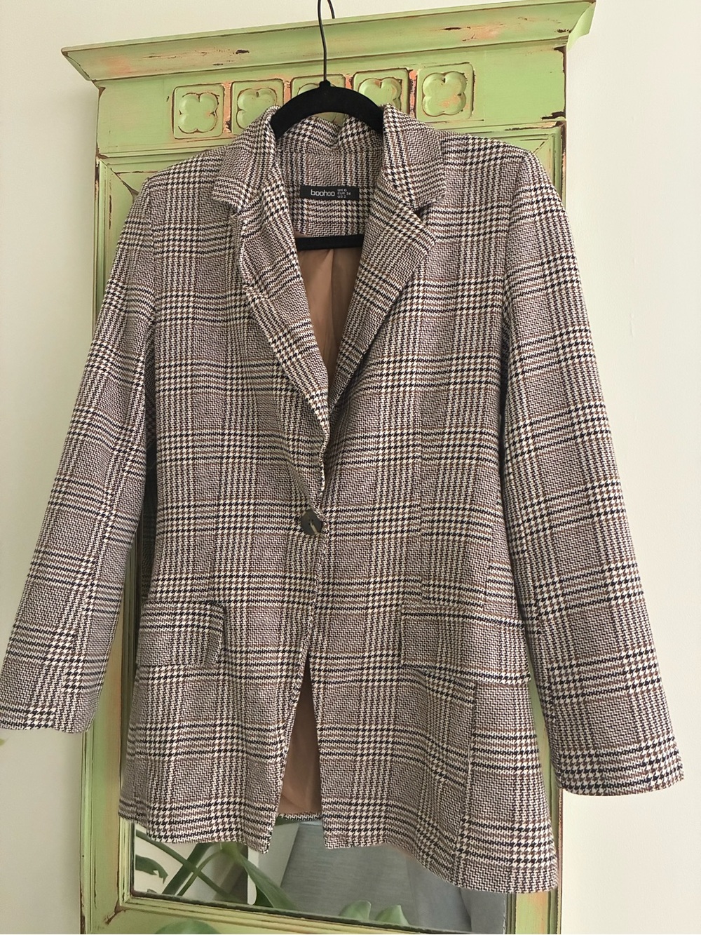 Boohoo Women's Plaid Tailored Blazer Jacket